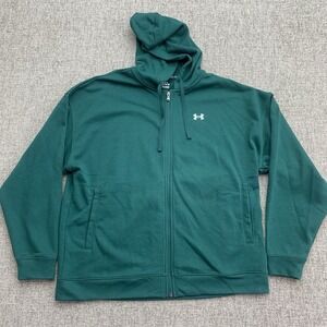 Under Armour Mens Sz M Full Zip Jacket Green Hooded Activewear